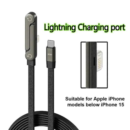 240W Ultra Fast Charging Cable – 2-in-1 Rotating Stand Cable for Gaming & Travel