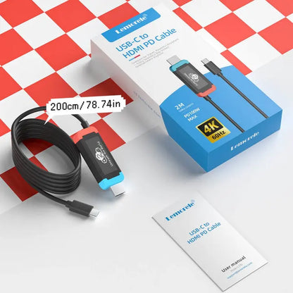Lemorele L100 USB-C to HDMI Cable - 4K@60Hz HDR with Power Delivery Charging, Compatible with Nintendo Switch 2, Laptops, and Tablets
