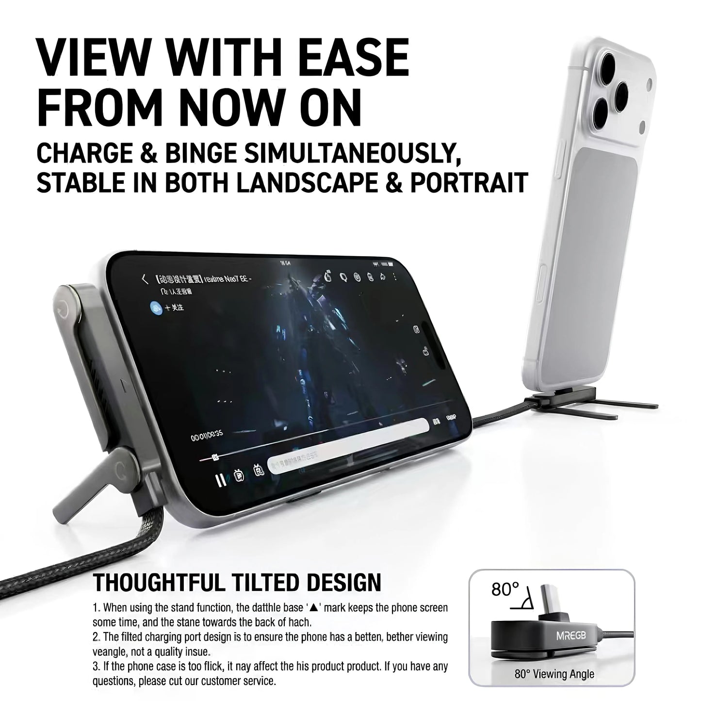 240W Ultra Fast Charging Cable – 2-in-1 Rotating Stand Cable for Gaming & Travel