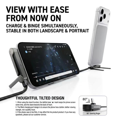 240W Ultra Fast Charging Cable – 2-in-1 Rotating Stand Cable for Gaming & Travel