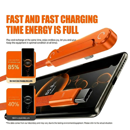 240W Ultra Fast Charging Cable – 2-in-1 Rotating Stand Cable for Gaming & Travel